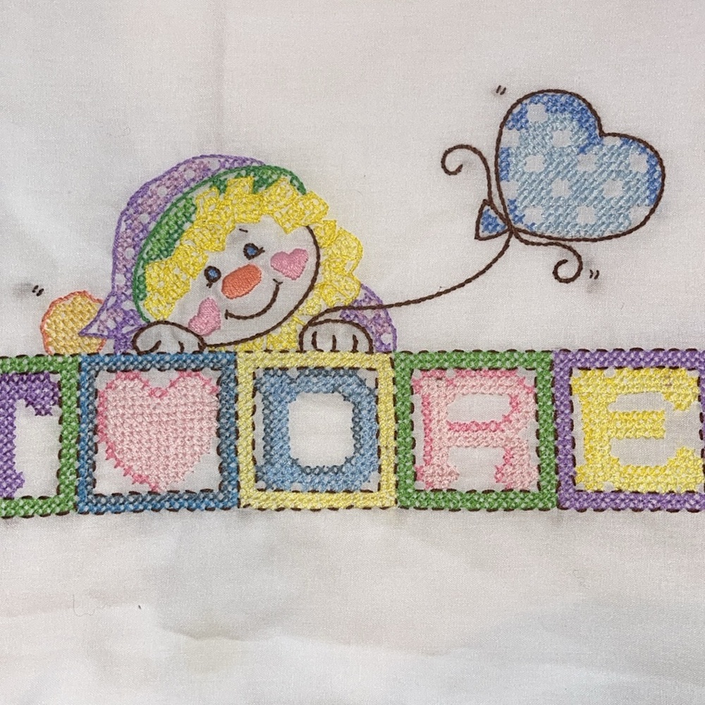 NWOT Homemade hand stitched sweet dreams large white linen baby blanket